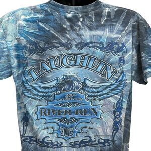 Laughlin River Run Motorcycle Rally T Shirt Blue 2012 Biker Nevada USA M Medium